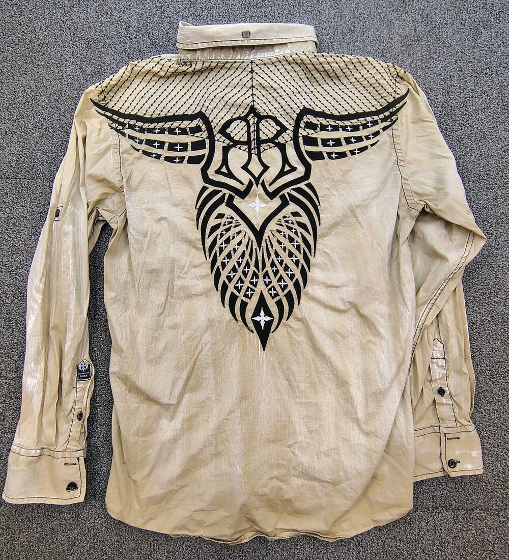 Roar Signature Long Sleeve Men's XL Cream Color Embroidered Y2K Rare Find
